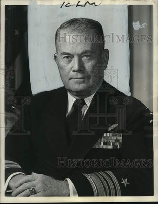 1960 Press Photo US Navy Vice Admiral William F. Raborn Jr. in Closeup Portrait