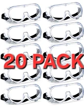 Supermore 20pc Anti Fog Protective Safety Goggles Clear Lens Wide Vision