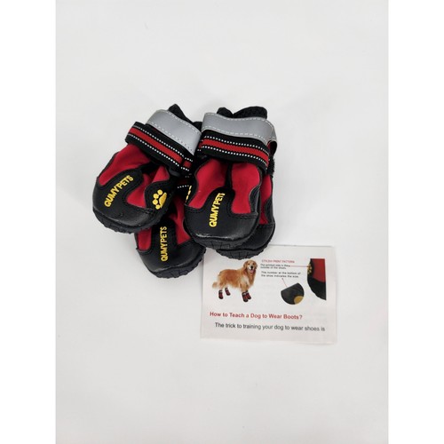 QUMY Red & Black Dog Booties with Rubber Sole – Size 2 (Set of 4) - Picture 4 of 6