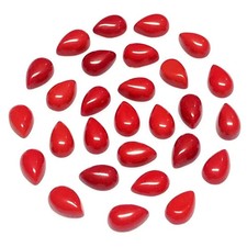 AAA Synthetic Red Coral Cabochon Pear Shape Loose Gemstone