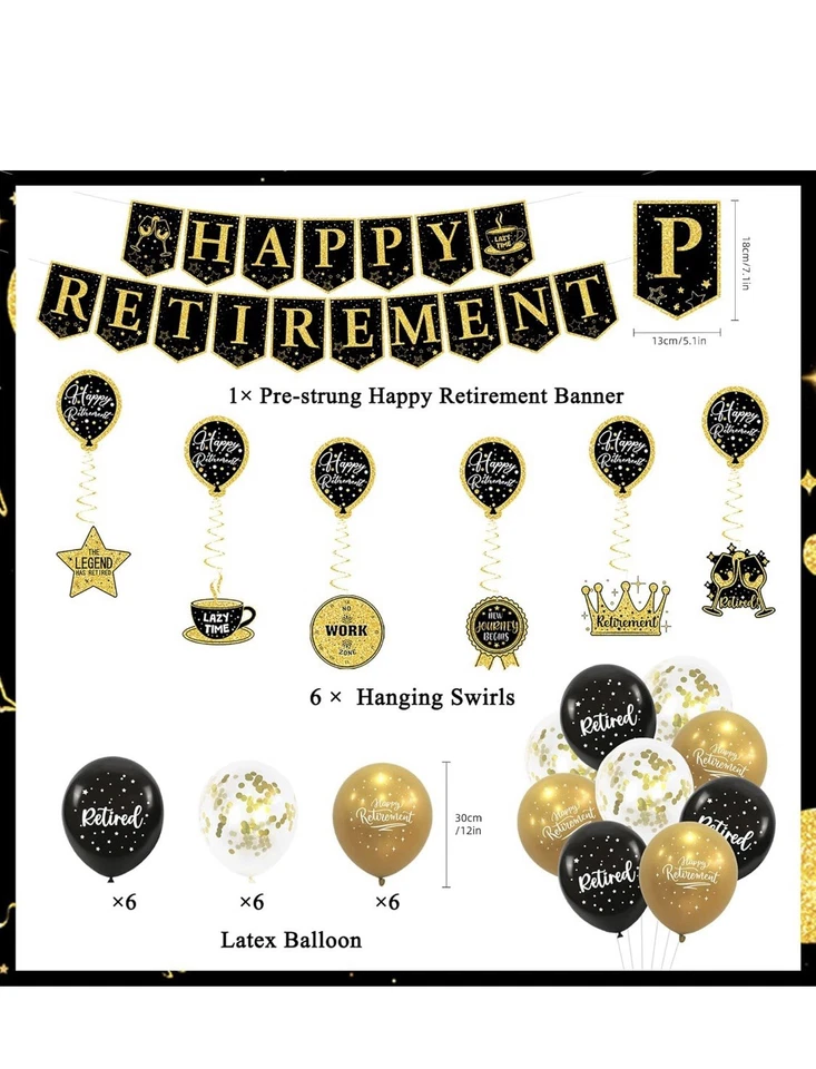 Black & Gold Retirement Decorations - Image 3 of 4