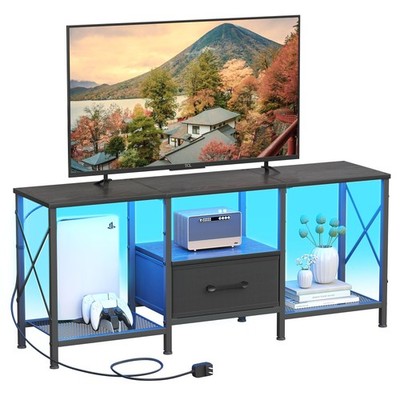 LED TV Stand with Fabric Drawer, Entertainment Center for 50 55 Inch TV, Indu...
