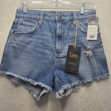 Nwt Lee Vintage Modern Women's High Rise Cut Off Denim Shorts Blue Size 27 752