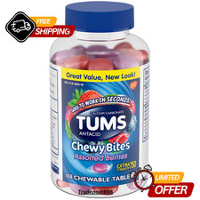 TUMS Antacid Chewy Bites Assorted Berries, Heartburn Relief, Gluten Free 108 Ct