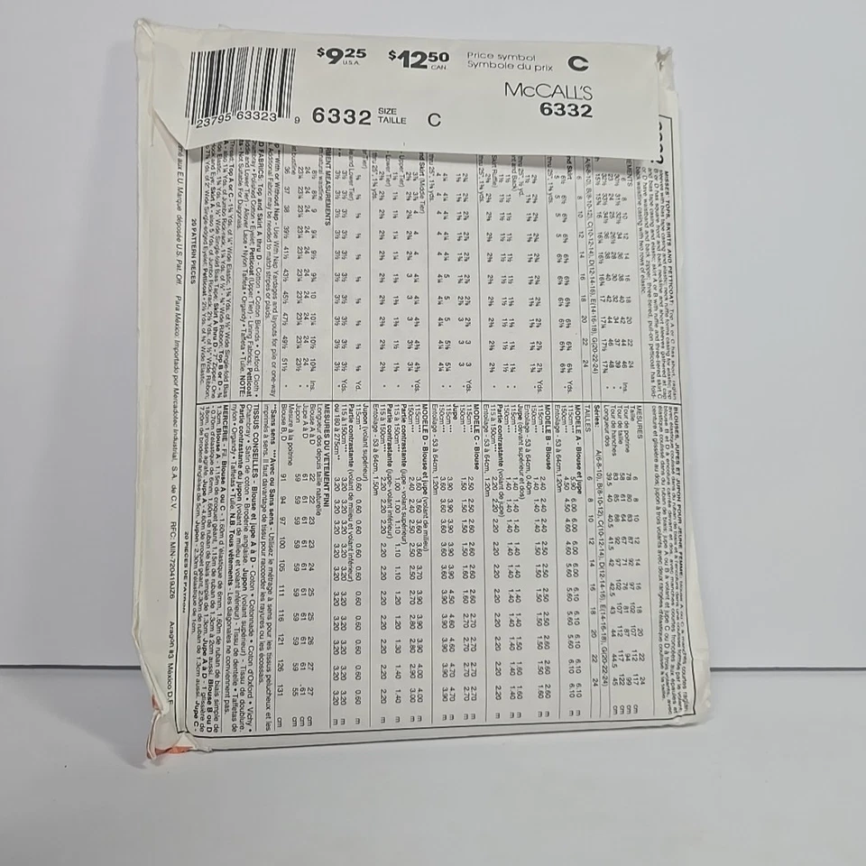 McCall's 6332 SQUARE DANCE TOPS, SKIRTS, PETTICOAT Pattern Misses sz10-14 UNCUT - Image 2 of 3