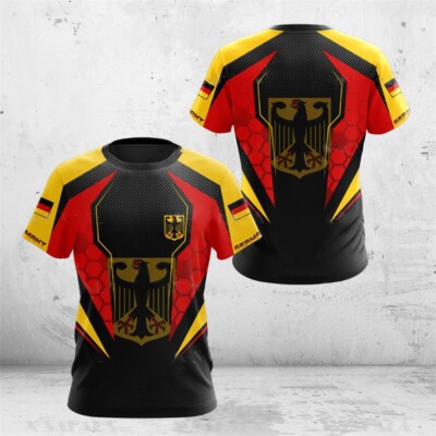 Deutsche Germany Flagge Adler eagle Sports Kurzarm T-Shirt Shirt Polyester