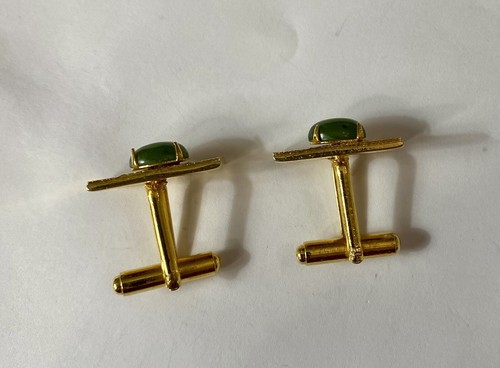 Set Vintage Prong Golden Sunburst Pietre Colore Giada Braccialetti Retro Proiettile - Foto 5 di 6