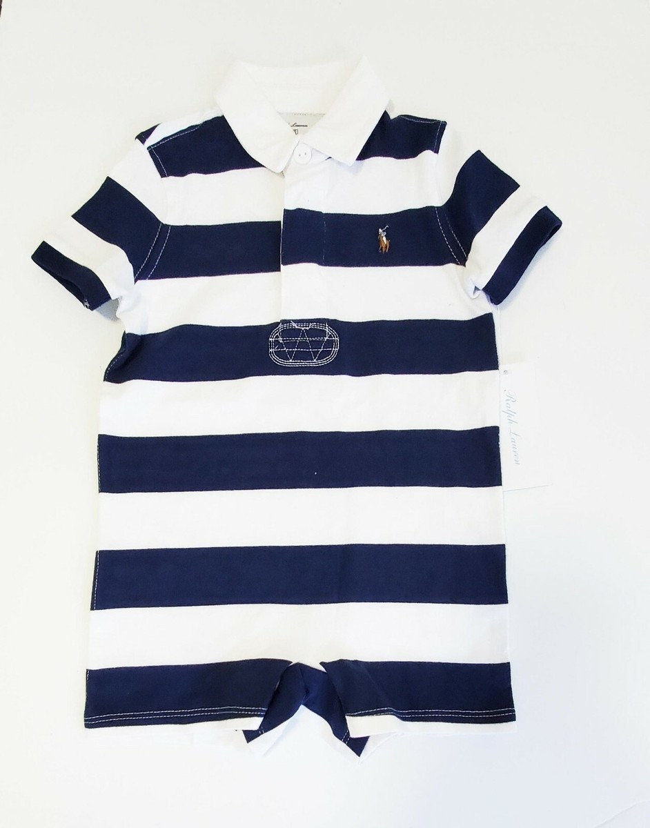 Ralph Lauren Baby Boys Striped Rugby Shortall French Navy Multi Sz