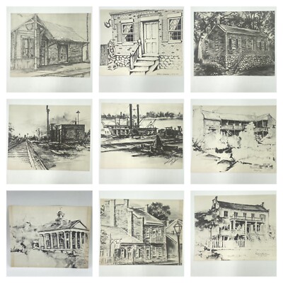 St Charles MO Artist Guild Historic Buildings 12 Prints Art Portfolio 1975 BK1