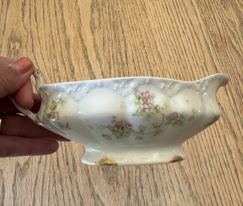 Antique THEO HAVILAND LIMOGES Gravy Boat FRANCE Pink Flowers - Picture 3 of 12