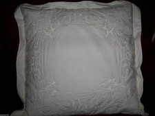 RALPH LAUREN VINTAGE EMBROIDERY CREAM THROW PILLOW 18"SQ NWT