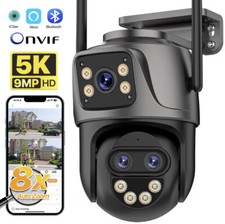 9MP 5K Wifi Security Camera Dual Lens 1-8X Zoom Outdoor PTZ IP Night Vision Cam