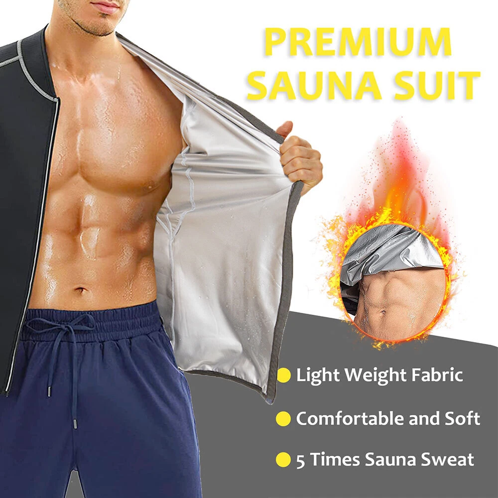 Men Sauna Sweat Suit Heat Trapping Shirt - Hot Sweat Body Shaper Vest Fitness