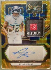 Tyjae Spears 2023 Panini Select Gold Wave Laundry Tag RPA RC SSP Auto