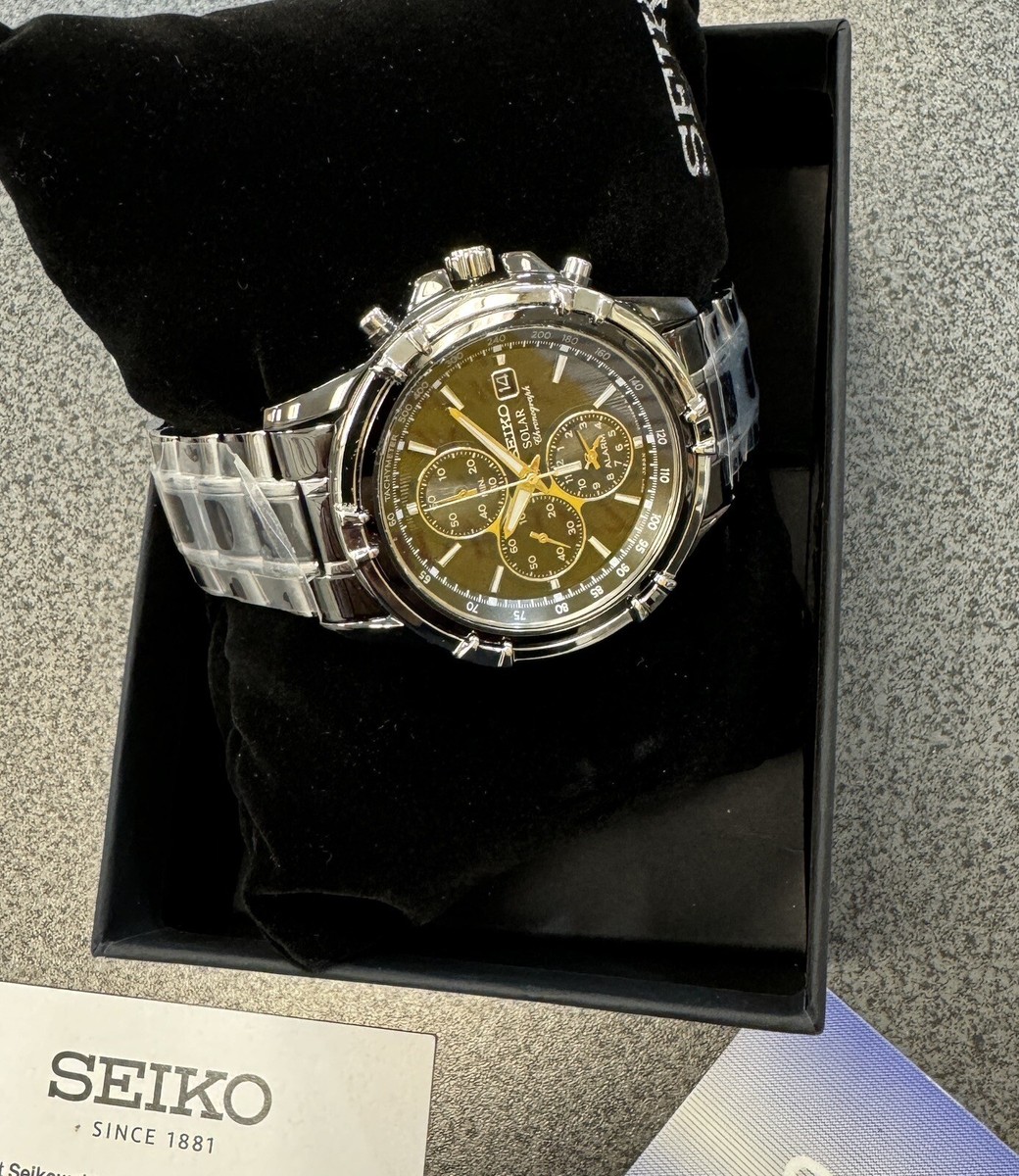 時計 SEIKO CHRONOGRAPH Seiko Solar Chronograph Black Dial Men's Watch SSC143 New With Tag