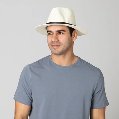 San Diego Unisex Co. Fedora Style Straw Hat, Ivory, One size  display picture 1