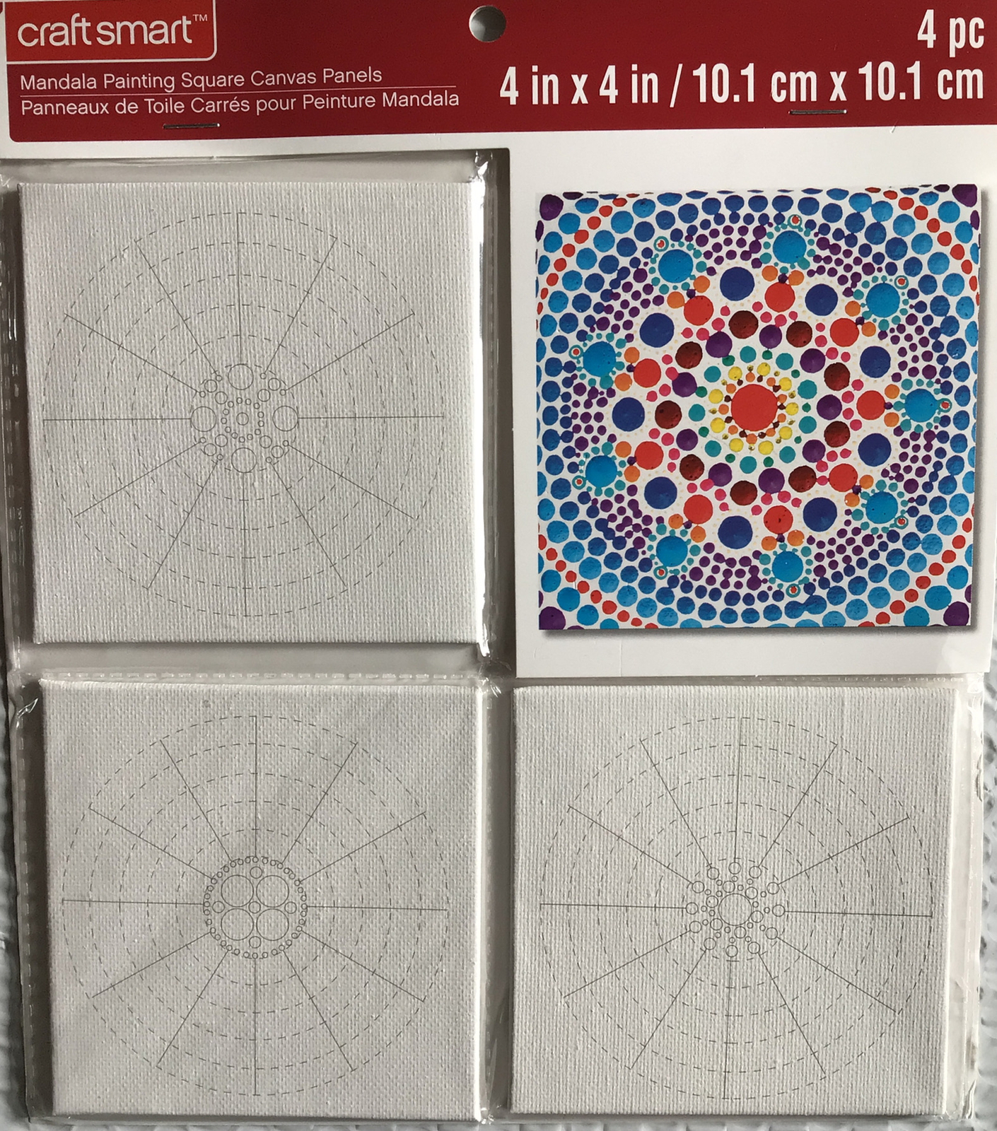 Craft Smart Mandala Painting Round Canvas Panels 4" In Package G5 for