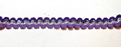 Two Tone Purple & Silver Ric Rac Trim 15 Yards, 1 Ft, 3" x 1/2" Wide - (#31) NEW - Image 1 of 4