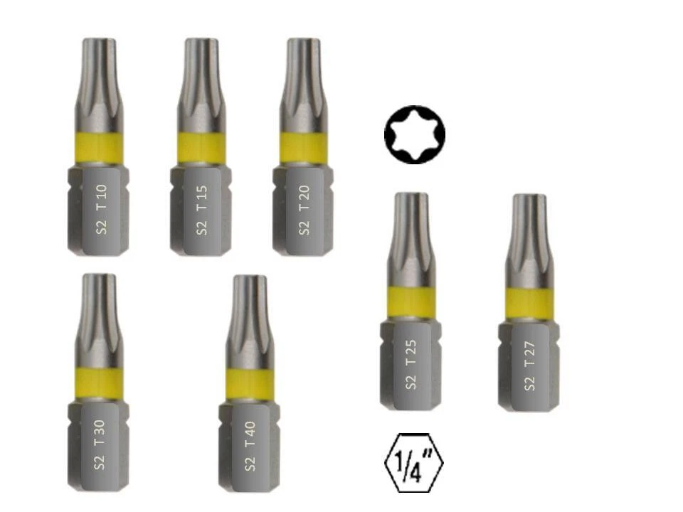 Torx Bits T10 T15 T20 T25 T27 T30 T40 Bitsatz TX Set S2 Stahl mit Mengenauswahl