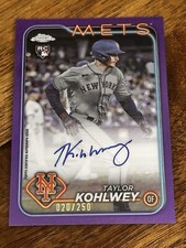 2024 Topps Chrome Taylor Kohlwey Purple Rookie Auto RC Jersey Match #20/250 METS