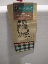 Basset Hound Dog Cotton Pioneer Woman CHARLIE Kitchen Towels Set of 2 NWT