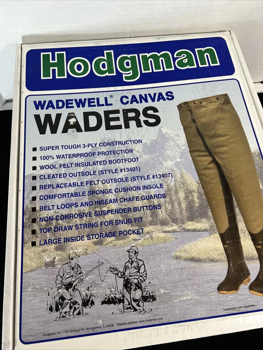 WATERPROOF HODGMAN WADEWELL Hip CANVAS Waders Size 7 with Wool Boots