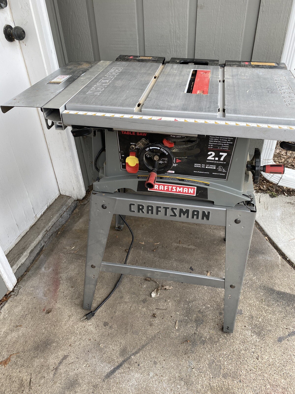 Craftsman Table Saw Model 137.248830 Wheel Handle 045 Degrees Blade
