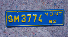 1962 Montana SM License Plate