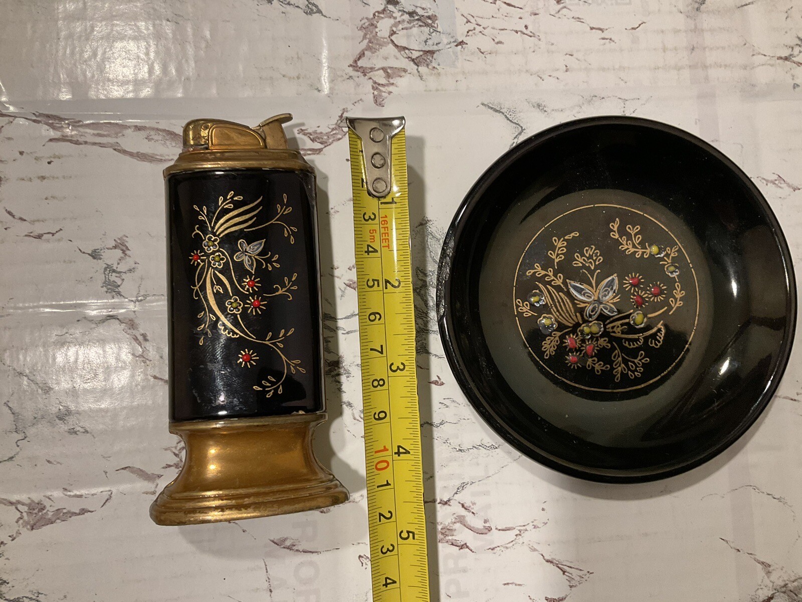 Vintage Evans Enamel Lighter And Ashtray