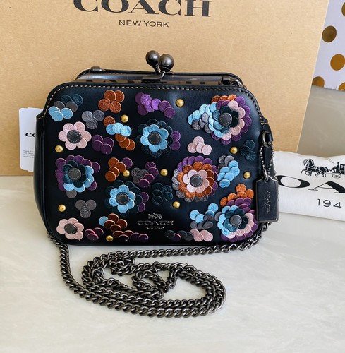 coach black floral bag