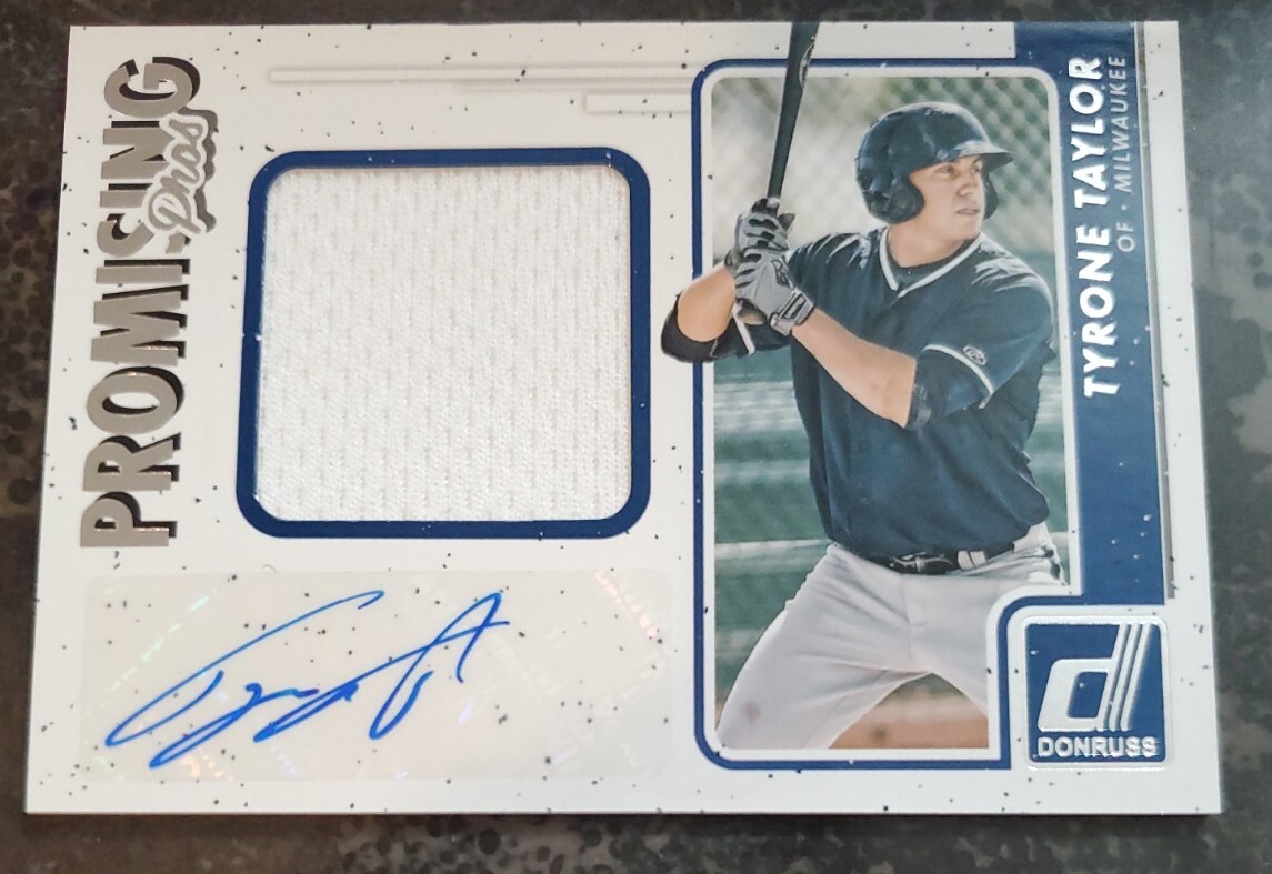 2017 Panini Donruss Promising Pros Materials Signatures Tyrone Taylor Auto