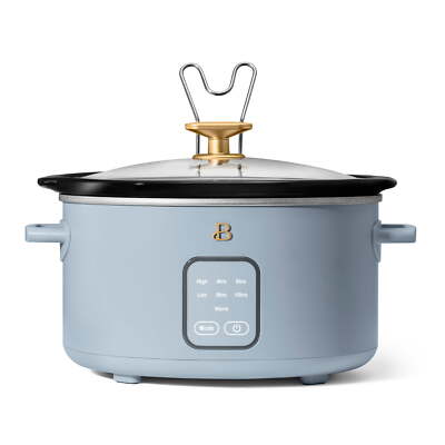 Beautiful 4Qt Slow Cooker with Touch-Activated Display, Cornflower Blue 
