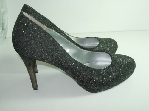 WOMENS BLACK SPARKLE FIONI NIGHT PUMPS 
