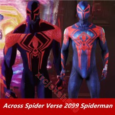 2099 Spider-Man Across The Spider-Verse Jumpsuit Cosplay Costume Halloween Adult