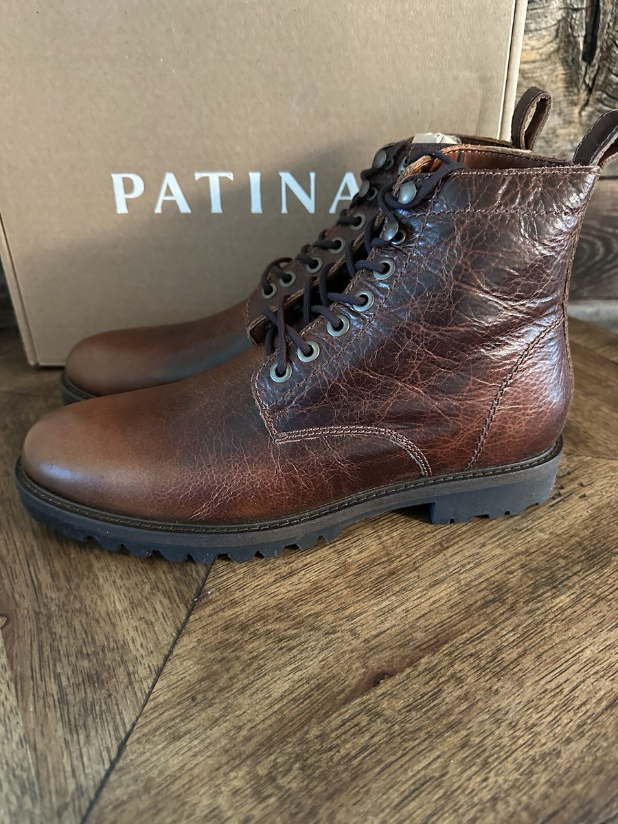 Patina London Leather Boots Mens Size 10. Mahogany Brown. By 
