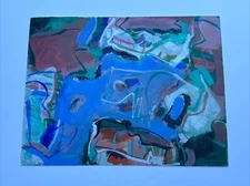 ABSTRACT PAINTING MODERNISM VINTAGE NON OBJECTIVE MYSTERY EXPRESSIONISM 23 INCH