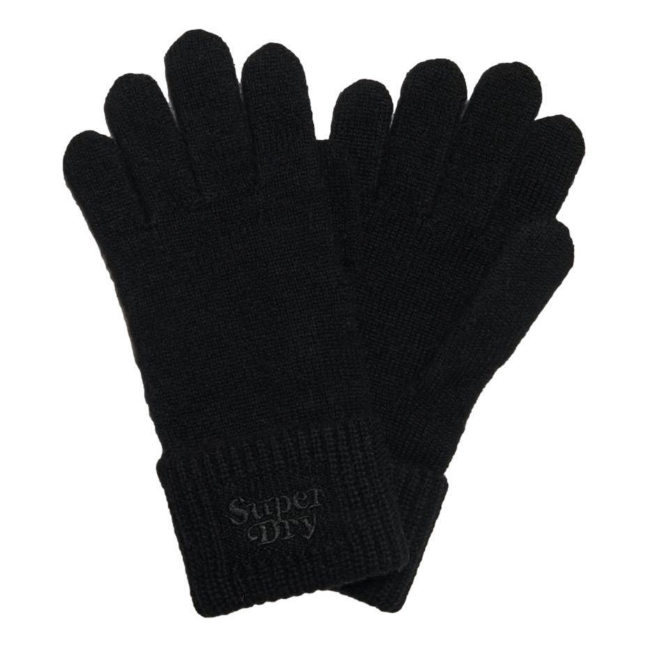 Superdry Donna Costina Guanti a Maglia - Nero