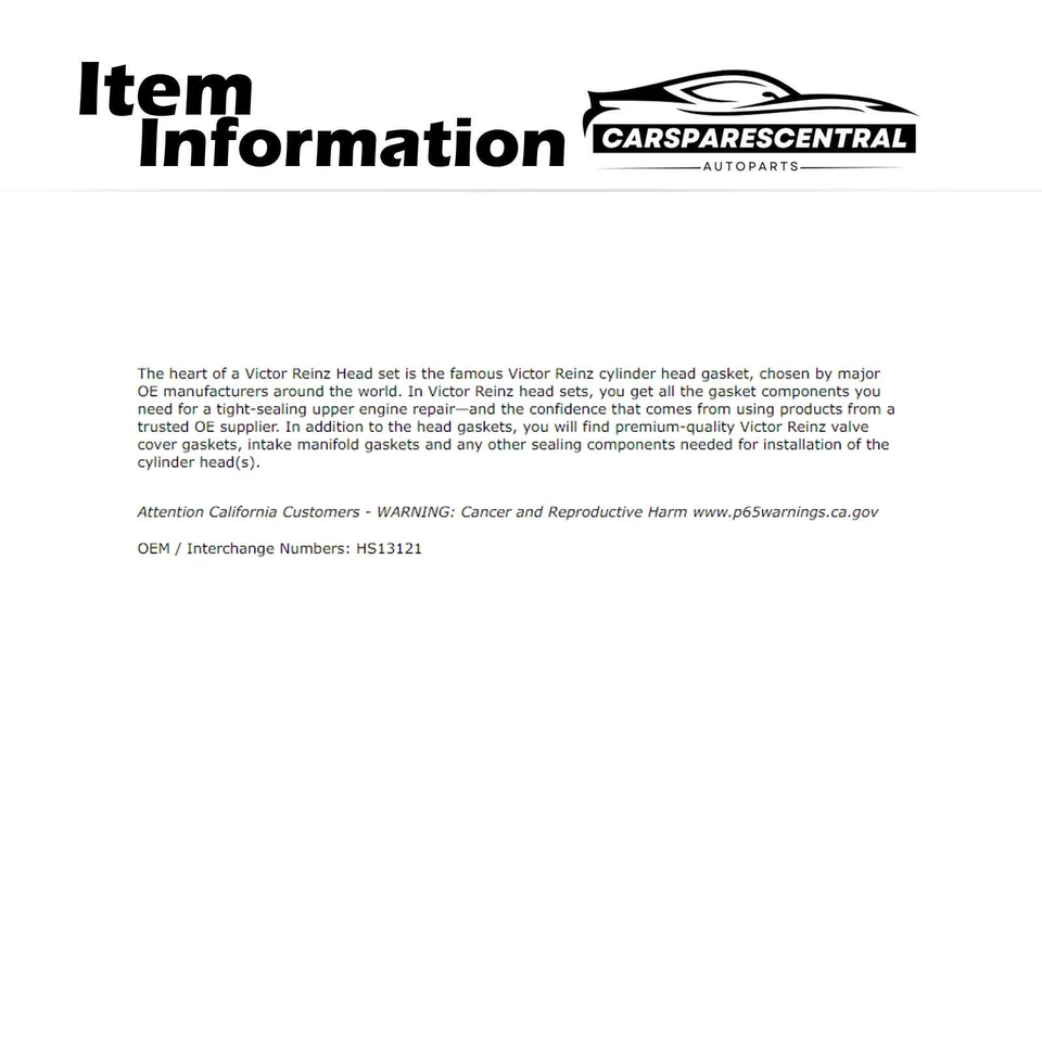 Juego de juntas de culata de motor Victor Reinz para Ford F-350 1977-1987 5,8 L Foto 4 de 4