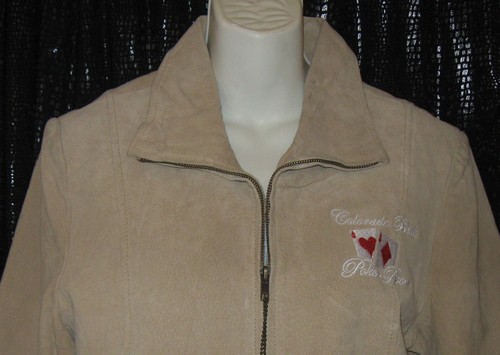 GENUINE SUEDE LEATHER JACKET SZ M BEIGE NEW/TAGS COLORADO BELLE POKER ROOM MAXAM - Picture 3 of 11