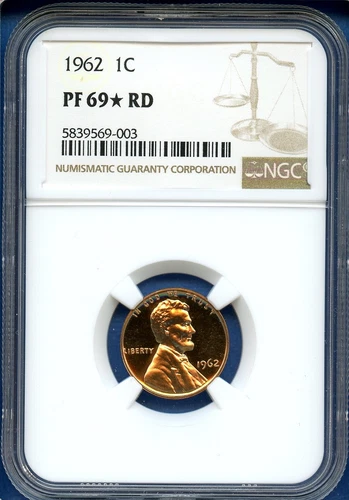 1962 NGC PF69* RD Lincoln Cent 1c Penny US Mint Coin 1962-P PF-69* RD Star Rare