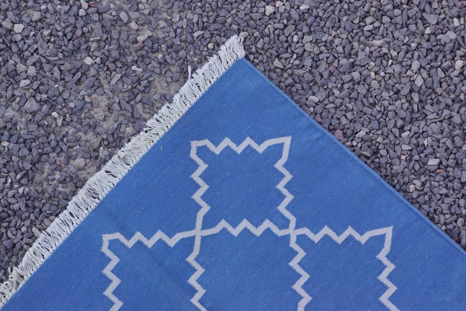 Rugmoda Blue Trellis Geometric Rug - Image 3 of 4