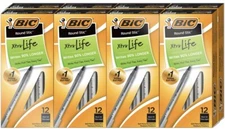 BiC Round Stic Xtra-Life Black Pens Medium 12ct