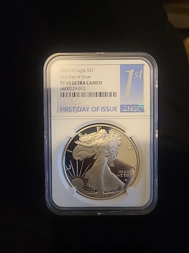 2022 W American Silver Eagle Proof PF69 Ultra Cameo NGC First Day of Issue