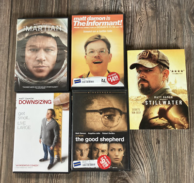 Matt Damon DVD 5 Lot Downsizing, Stillwater, Martian, Informant, Good Shepherd