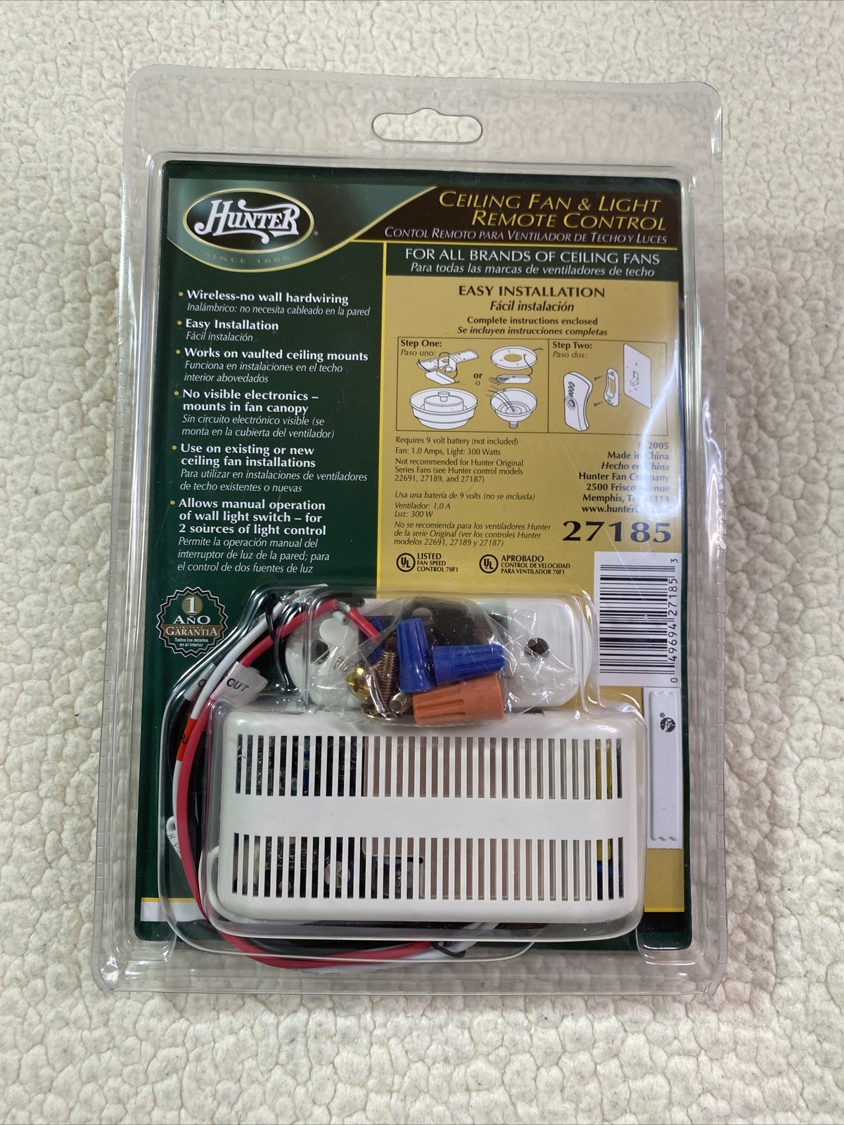 GENUINE Hunter Universal 27185 Ceiling Fan & Light Remote Control New