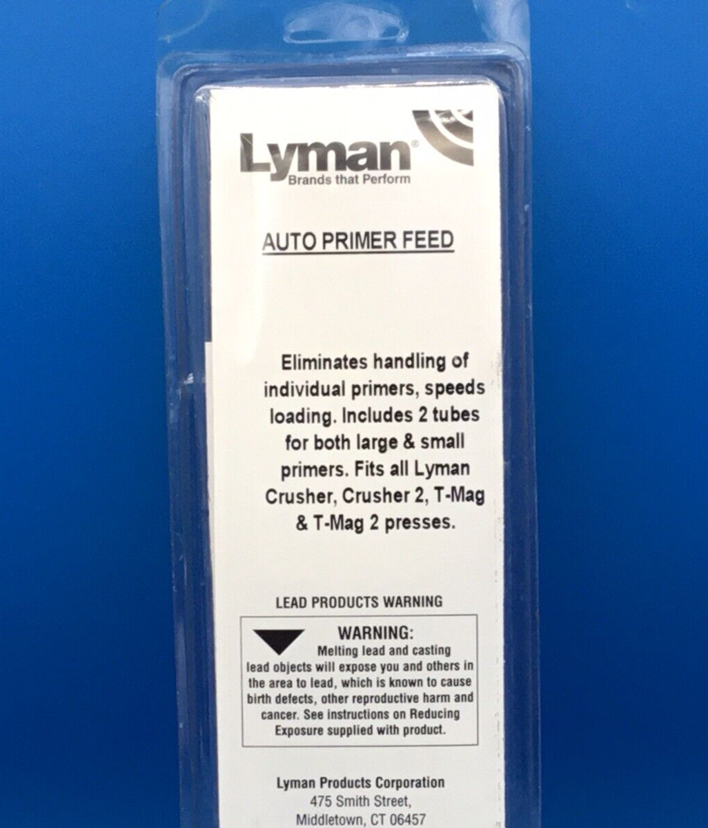 LYMAN Auto Primer Feed For TMag Or Crusher Press 7729050 NEW Fast Free
