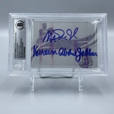 Magic Johnson Kareem Abdul-Jabbar Signed 2019-20 Panin Immaculate #36 BAS 10 Aut