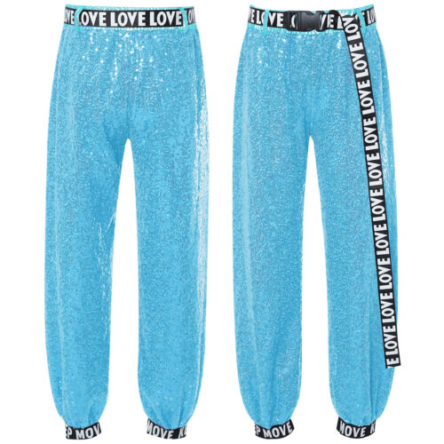 Kids Girls Trousers Birthday Pants Dance Leggings Hip Hop Dancewear Jazz Soft - Picture 56 of 68