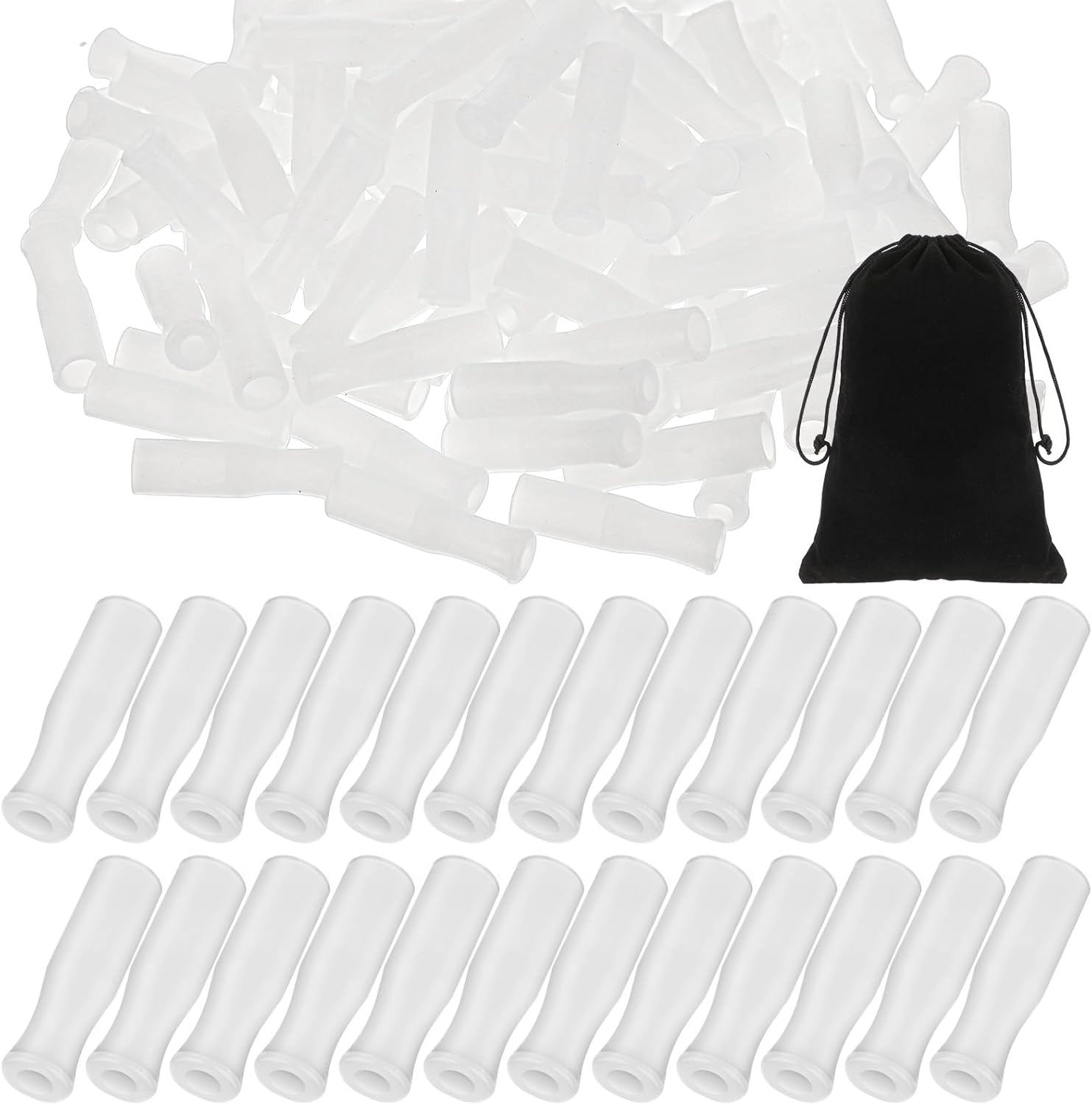 100 piezas puntas de pajita de silicona transparentes reutilizables puntas de pajitas con dibujos de terciopelo
