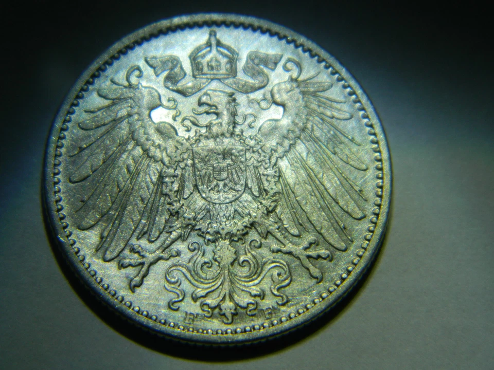 1908  1 Mark F - Wilhelm II - Germany - Silver .900 - KM14 - high AU - Image 3 of 4